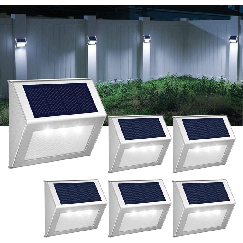foto del prodotto luci solari per esterni in acciaio inossidabile, luci decorative impermeabili per recinzioni, giardini, scale, vialetti, patii, portici, cortili 