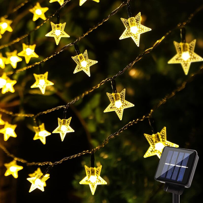 foto del prodotto luci solari per esterni, luci di natale bianche calde, 30 led, 6,5 m, impermeabili, luci decorative per il ringraziamento per casa, camera da letto,