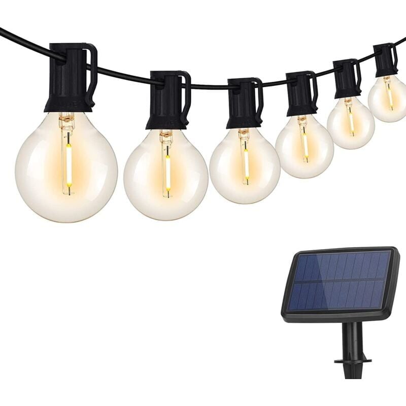 foto del prodotto luci solari per esterni, luci per interni, 10 lampadine al tungsteno con 4 modalit di illuminazione per giardino, feste, decorazioni per matrimoni