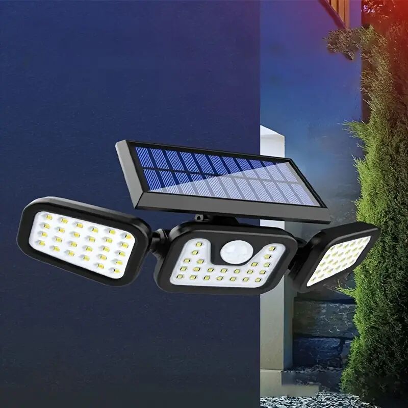 foto del prodotto luci solari per esterni, sensore di movimento solare led wireless da 800lm per esterni 3 teste regolabili, illuminazione grandangolare da 270 ,