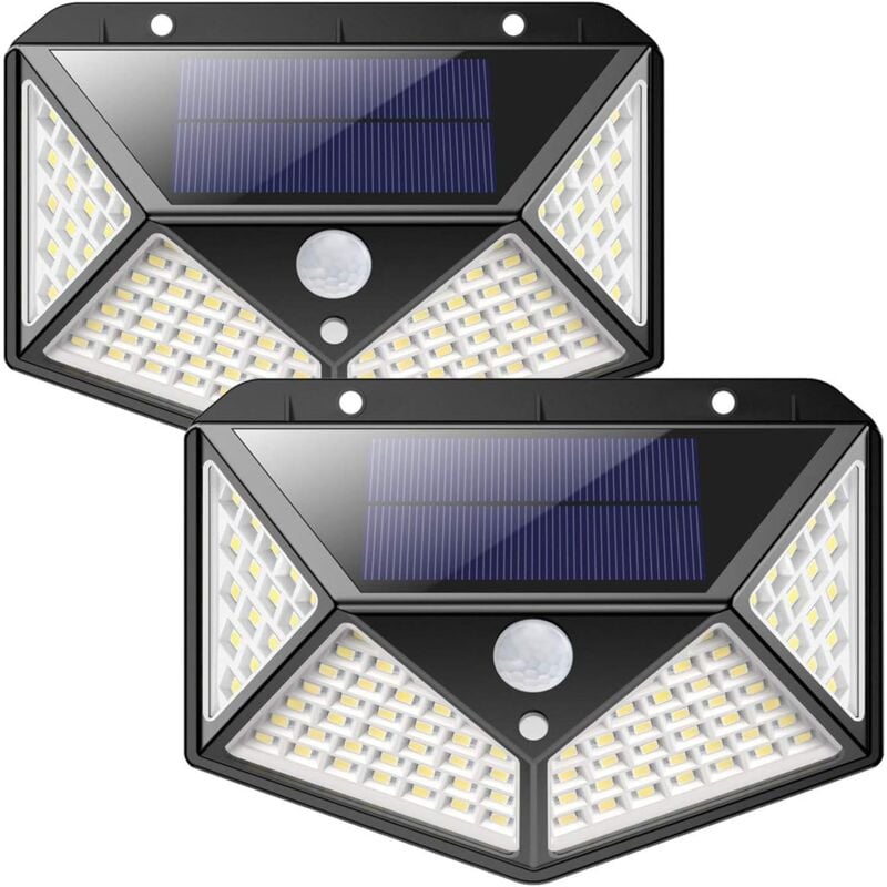 foto del prodotto luci solari per esterni versione aggiornata 2 confezioni 100 led 2200 mah illuminazione esterna impermeabile 270 luce solare sensore di movimento