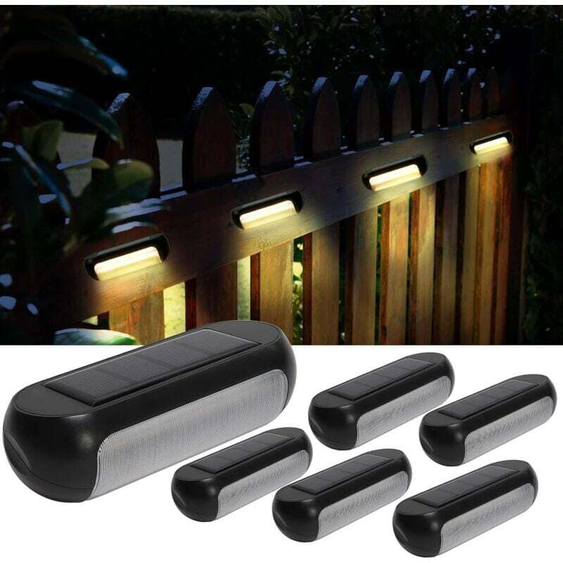 foto del prodotto luci solari per giardino esterno, 6 pezzi di luci solari da parete per esterno con luce bianca calda e bianca fredda, illuminazione impermeabile ip44