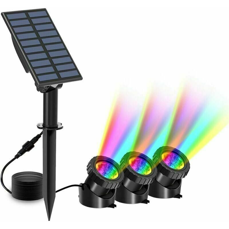 foto del prodotto luci solari per laghetto, faretto solare subacqueo a 2 modalit , luce per laghetto impermeabile ip68