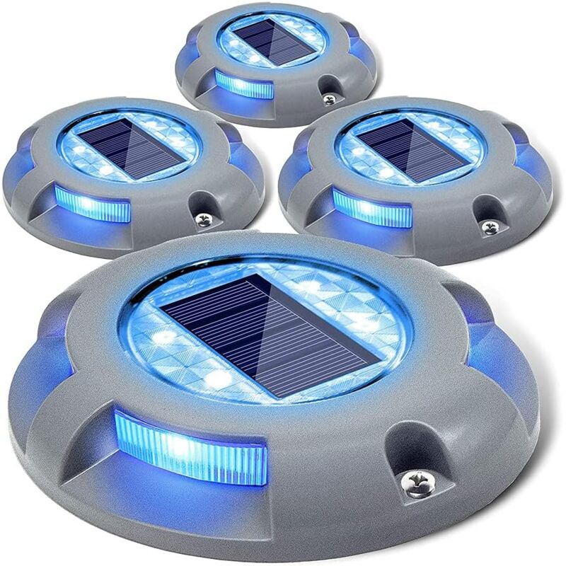 foto del prodotto luci solari per ponti, luci per vialetti, lampade solari a led per esterni, luci impermeabili per giardino, molo, sentiero, patio, confezione da 4