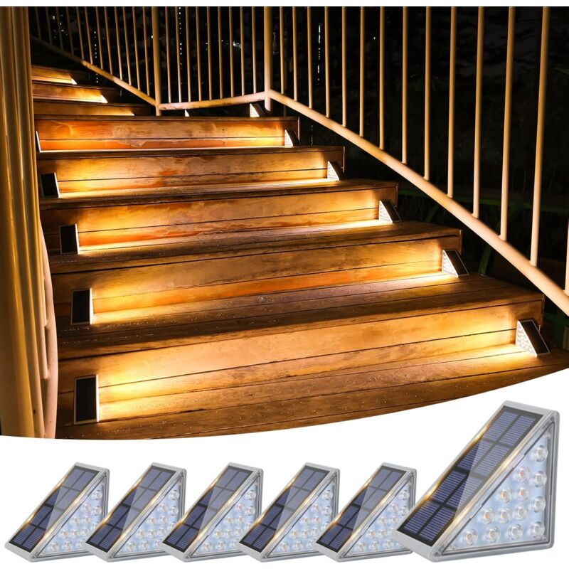 foto del prodotto luci solari per scale, luci solari per esterni impermeabili ip67, luci led per scale esterne per scale da giardino, gradini, vialetti, portici e