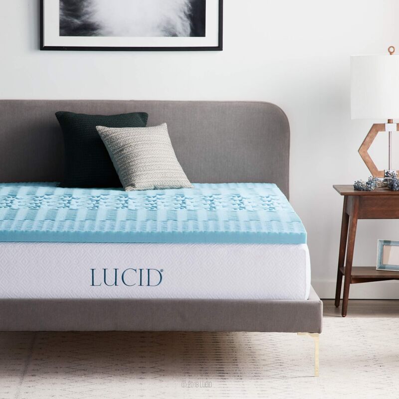 foto del prodotto lucid topper singolo 5 zone ergonomiche coprimaterasso in memory foam con gel rinfrescante alto 5cm, 90x200 cm