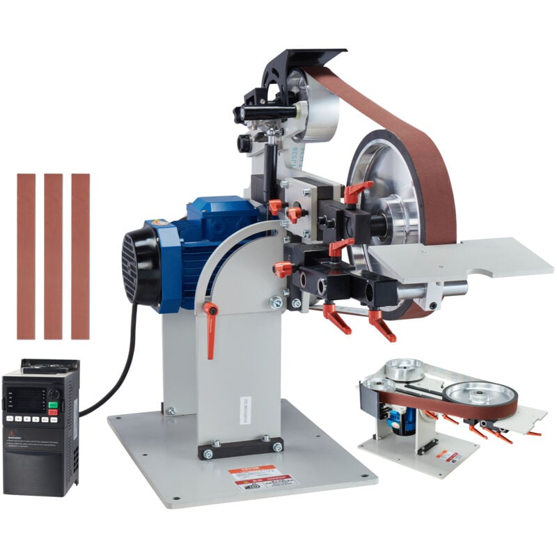 immagine 0 del prodotto lucidatrice a nastro a velocita variabile 1828 x 50 mm con vfd, levigatrice per lucidatura 1500 w con 3 stampi smerigliatura e 3 nastri abrasivi per
