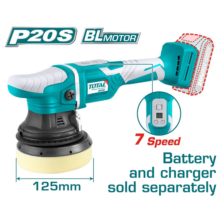 foto del prodotto lucidatrice da 125mm a batteria 20v motore brushless con controllo velocit total tapli2002