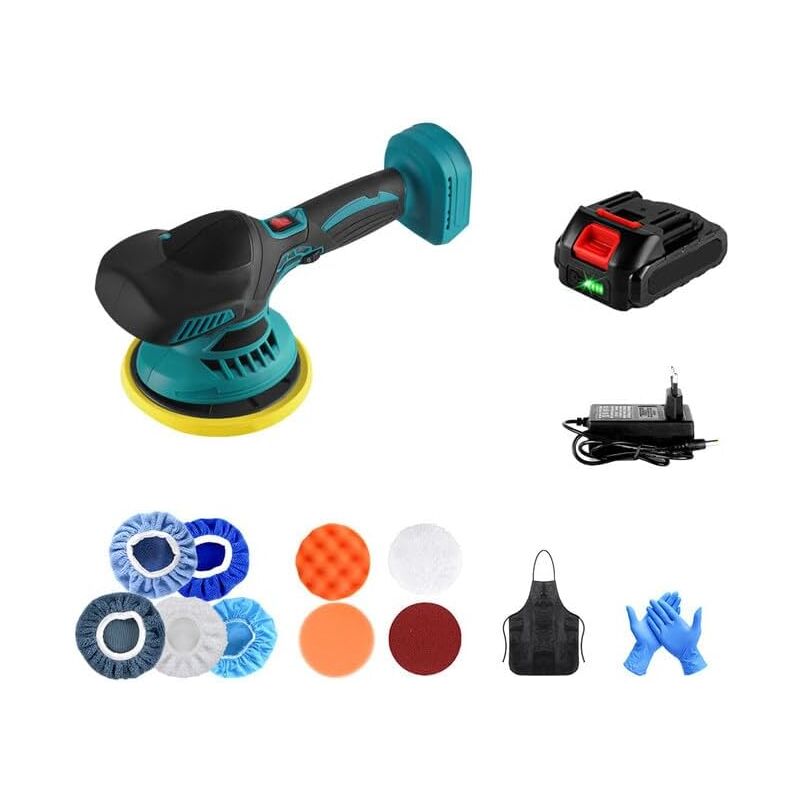 foto del prodotto lucidatrice senza fili, lucidatrice per auto da 21 v, 1 batteria, 2800 5500 giri min, 6 velocit variabili, kit di lucidatura orbitale da 9 mm per la