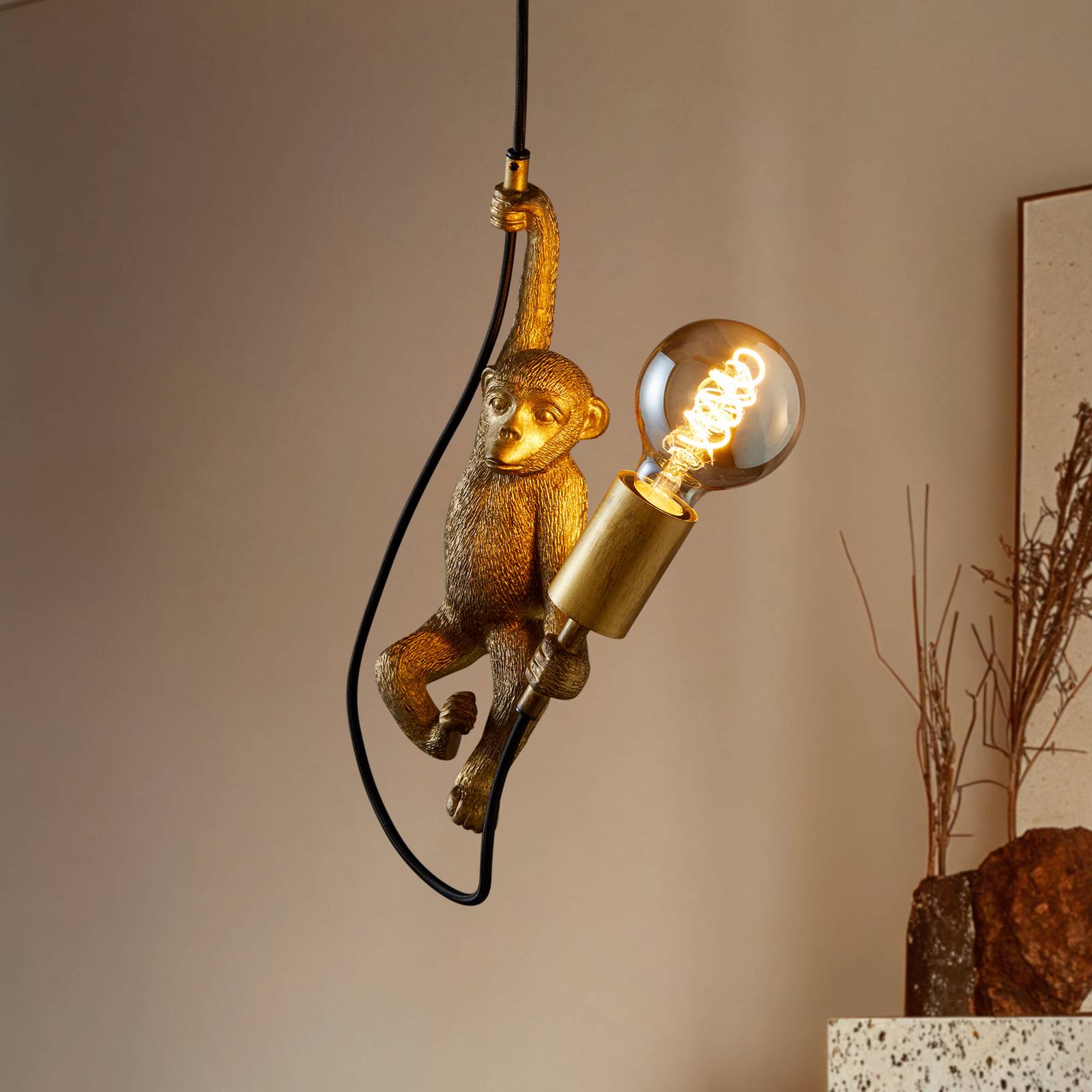 foto del prodotto lucide lampada a sospensione extravaganza chimp, oro nero