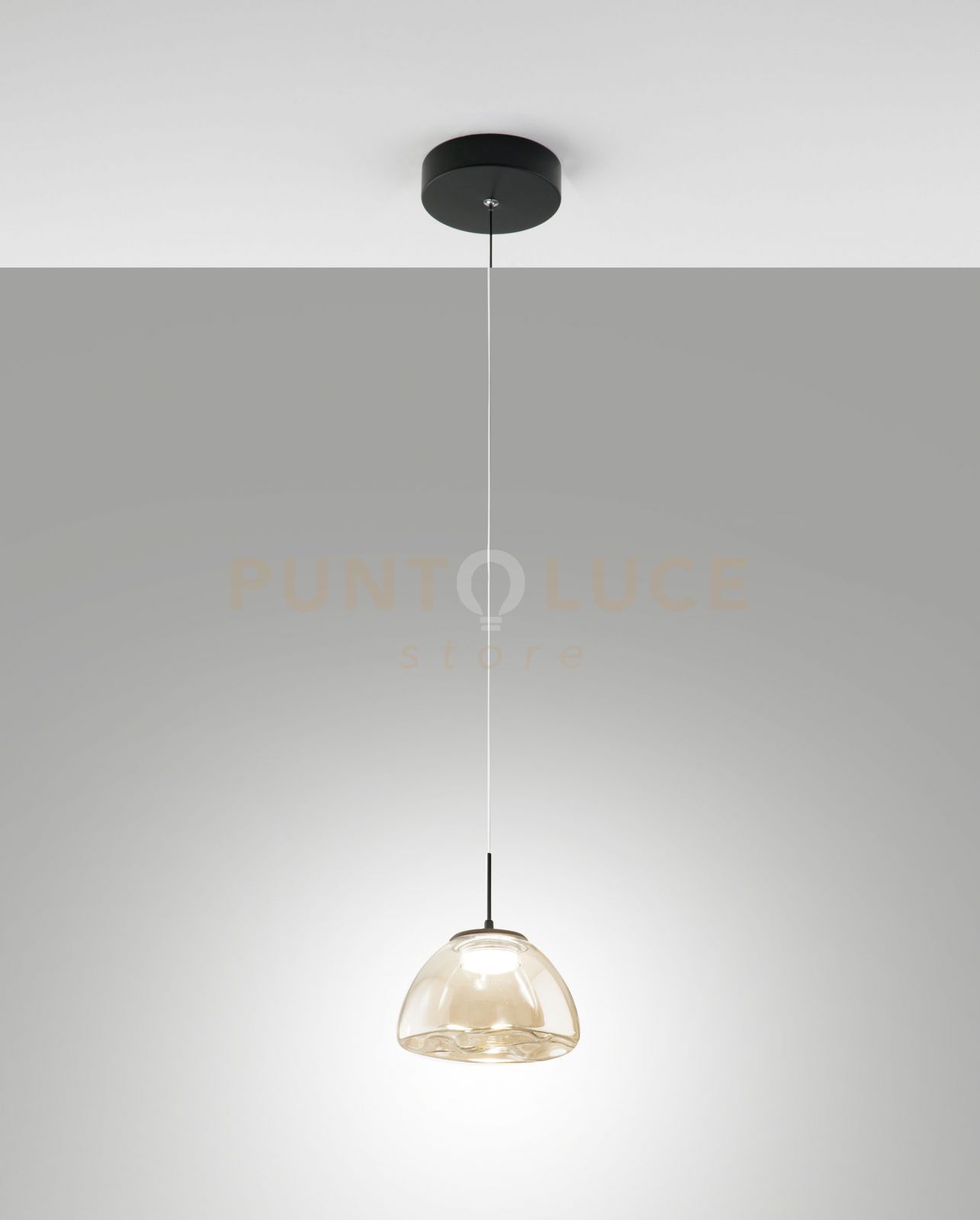 foto del prodotto lucille sospensione cognac 1 luce in vetro a led cct 2700k 3000k 4000k 8w 750 lm dimmerabile