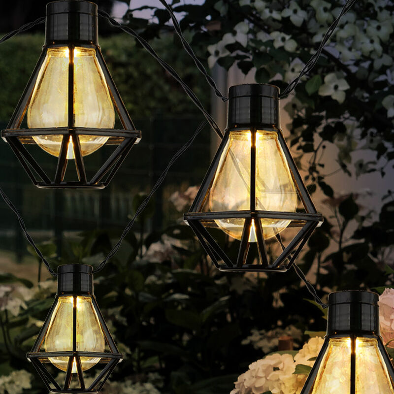 foto del prodotto lucine a led per esterni, lampada da giardino, lanterna da terrazza, griglia, decorazione da giardino, nero, plastica, led bianco caldo, l 230 cm