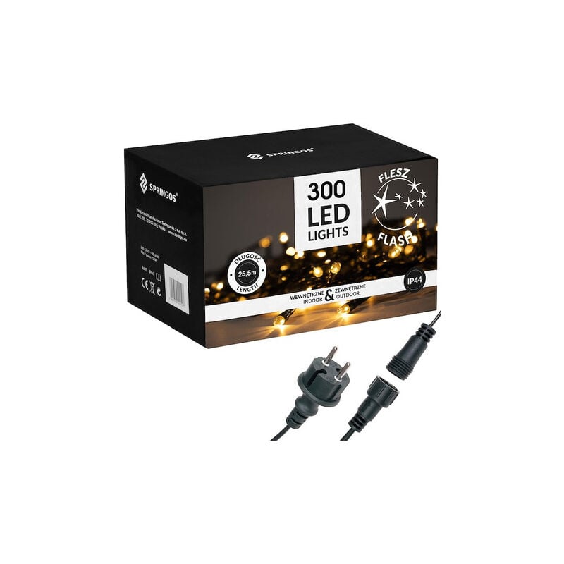 foto del prodotto lucine natalizie 24m bianche calde, flash bianche fredde 300 led illuminazione natalizia ip44.