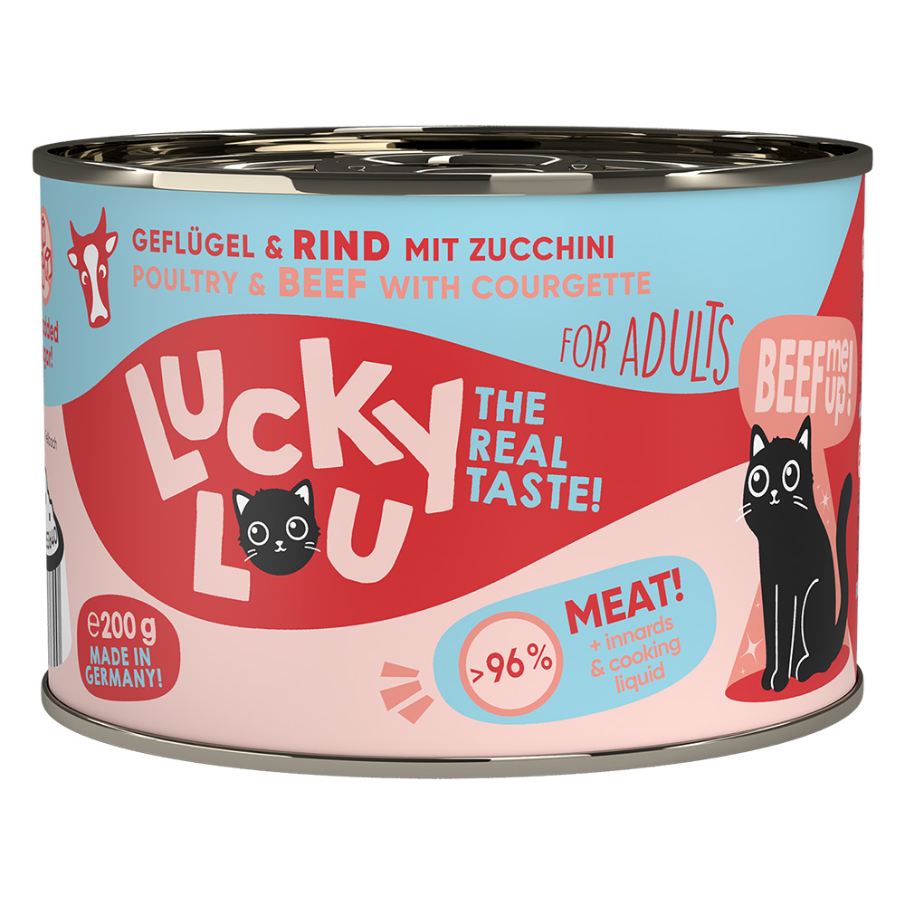 foto del prodotto lucky lou adult 6 x 200 g umido gatto pollame e manzo