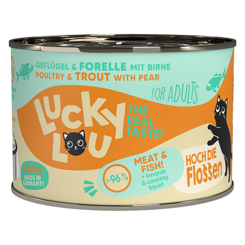 foto del prodotto lucky lou adult 6 x 200 g umido gatto pollame e trota