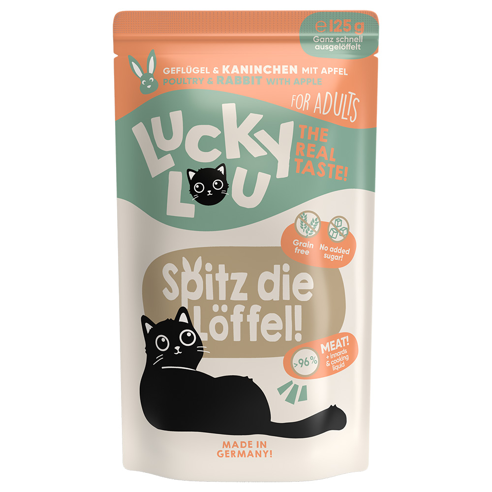 foto del prodotto lucky lou adult buste 16 x 125 g umido gatto pollame e coniglio