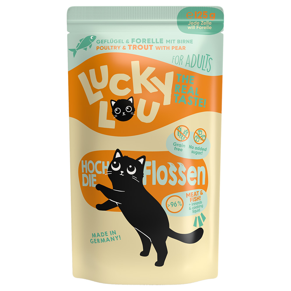 foto del prodotto lucky lou adult buste 16 x 125 g umido gatto pollame e trota