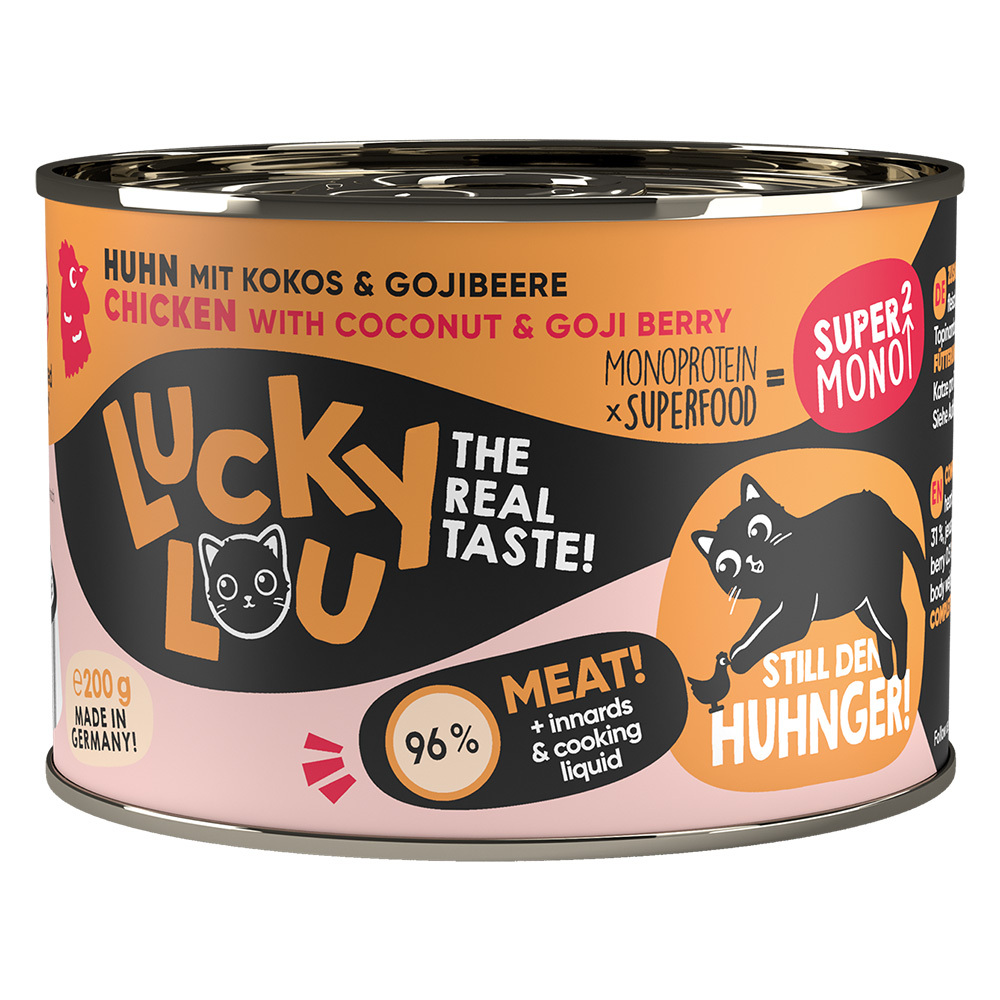 foto del prodotto lucky lou supermono 6 x 200 g umido gatto pollo