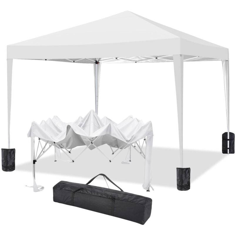 foto del prodotto luckzon gazebo da giardino pieghevole 3x3m protezione uv impermeabile, barnum pieghevole per matrimoni, picnic, mercati, campeggio, bianco