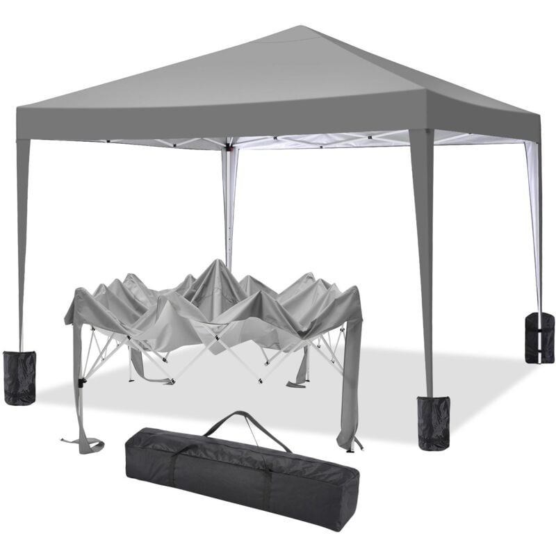 foto del prodotto luckzon gazebo da giardino pieghevole 3x3m protezione uv impermeabile, barnum pieghevole per matrimoni, picnic, mercati, campeggio, grigio