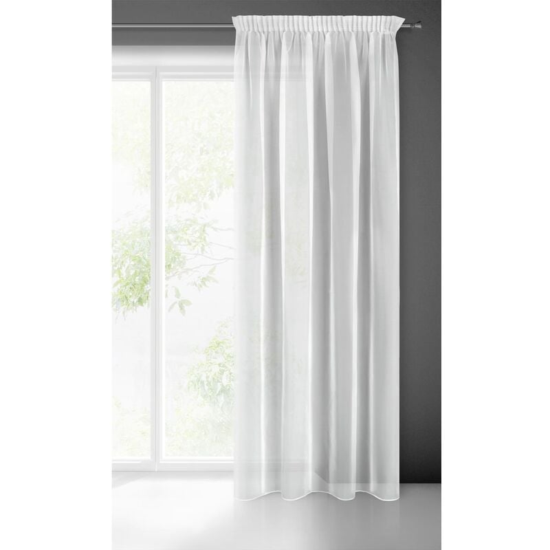 foto del prodotto lucy tenda in voile, tenda trasparente con fettuccia arricciatenda 1 unit , camera da letto, soggiorno, cucina, 140 x 270cm, bianco 100 