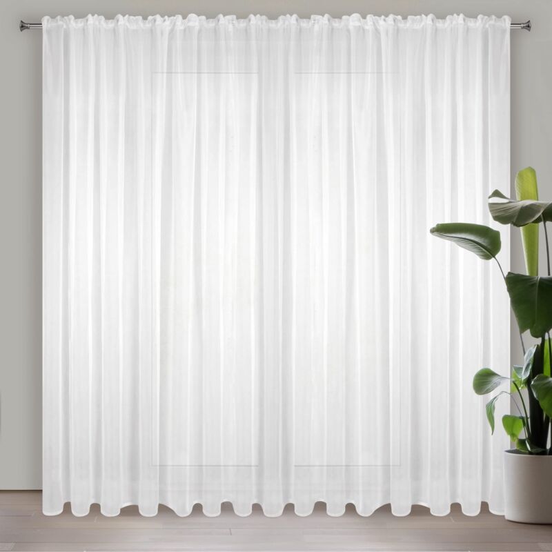 foto del prodotto lucy tenda in voile, tenda trasparenti con fettuccia arricciatenda 1 unit , per camera da letto, soggiorno, cucina, interni, 200x270 cm, bianco