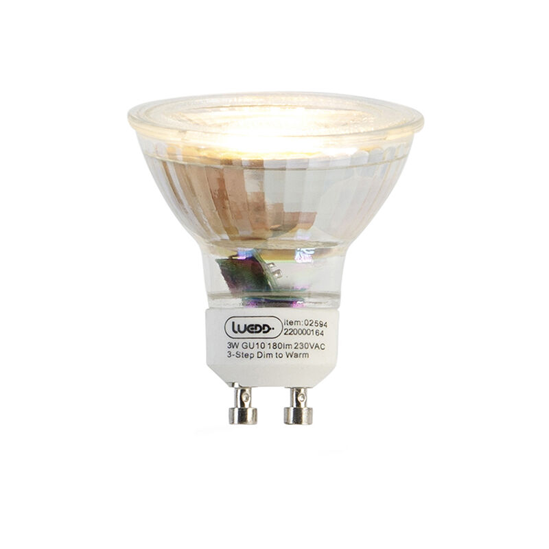 foto del prodotto luedd lampadina led dimmerabile a 3 livelli in kelvin gu10 3w 180lm 2000k 2700k