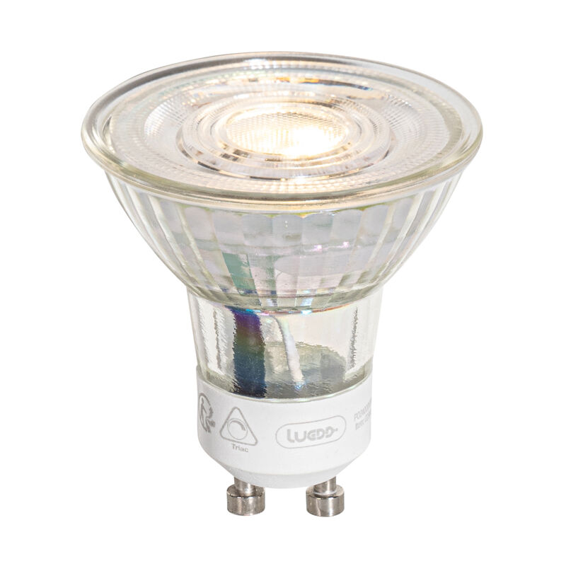 foto del prodotto luedd lampadina led gu10 50mm dimmerabile a 3 livelli in kelvin trasparente 4,9w 450 lm 2000 2700k