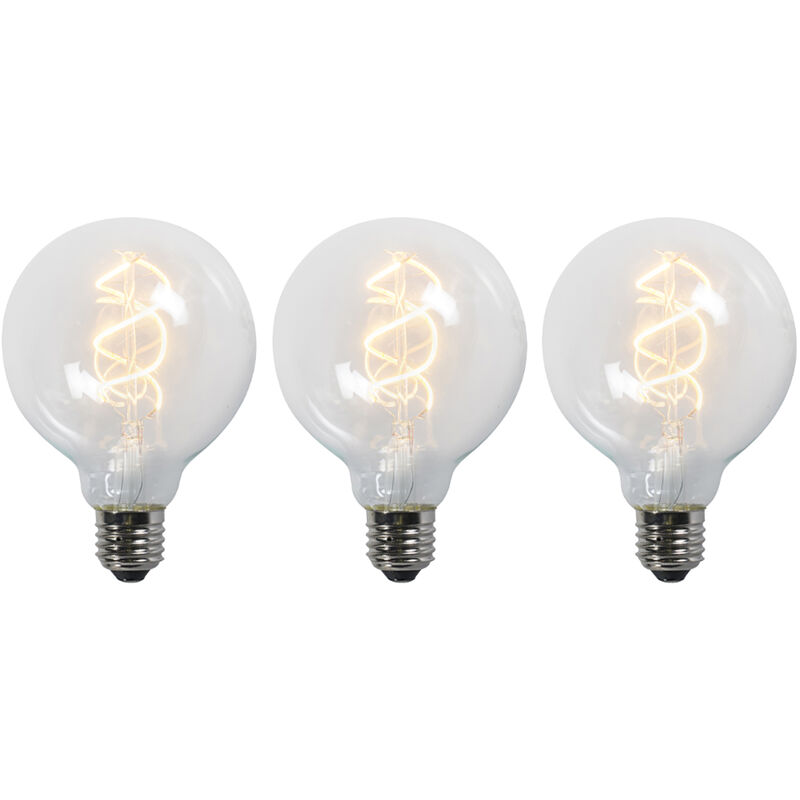 foto del prodotto luedd set di 3 lampadine led a filamento attorcigliato e27 g95 trasparente 5w 400lm 2200k