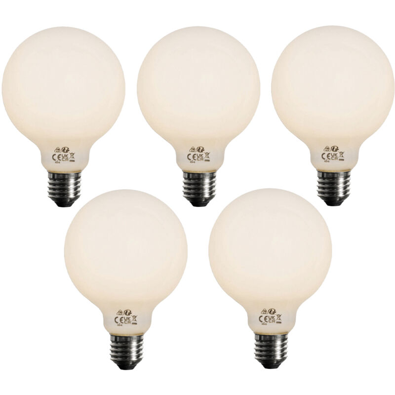 foto del prodotto luedd set di 5 lampadina led dimmerabile a 3 livelli e27 vetro opalino g95 4w 450lm 3000k