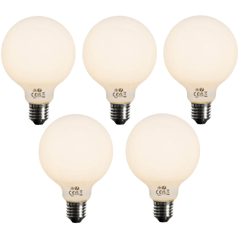 foto del prodotto luedd set di 5 lampadina led dimmerabile e27 vetro opalino g95 5w 450lm 2700k
