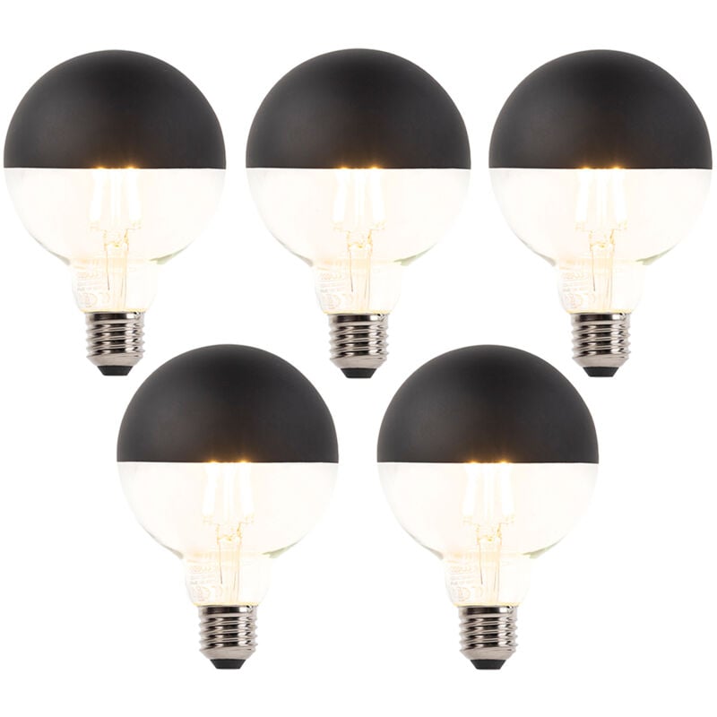 foto del prodotto luedd set di 5 lampadine led a filamento dimmerabili e27 g95 nere 550lm 2700k
