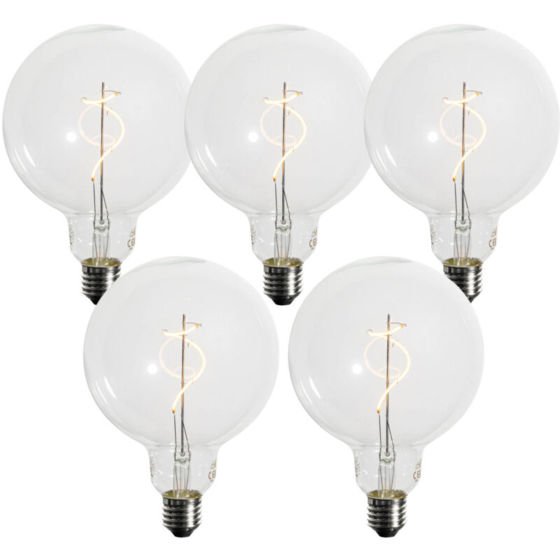 foto del prodotto luedd set di 5 lampadine led e27 dimmerabili a filamento a spirale g125 4w 270 lm 2200k