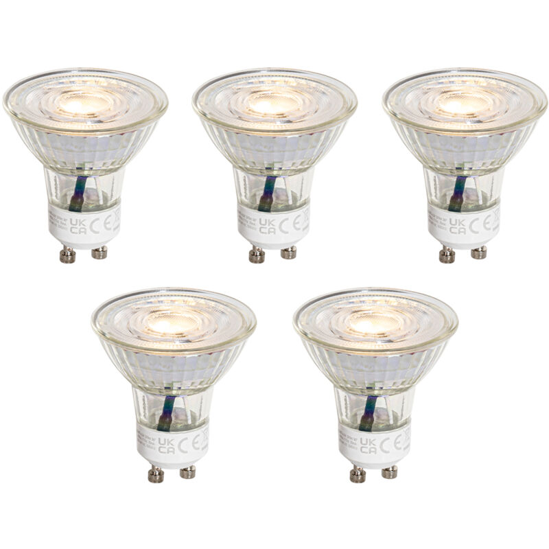 foto del prodotto luedd - set di 5 lampadine led gu10 50mm dimmerabili a 3 livelli kelvin trasparenti 4,5w 380 lm 2000-2700k