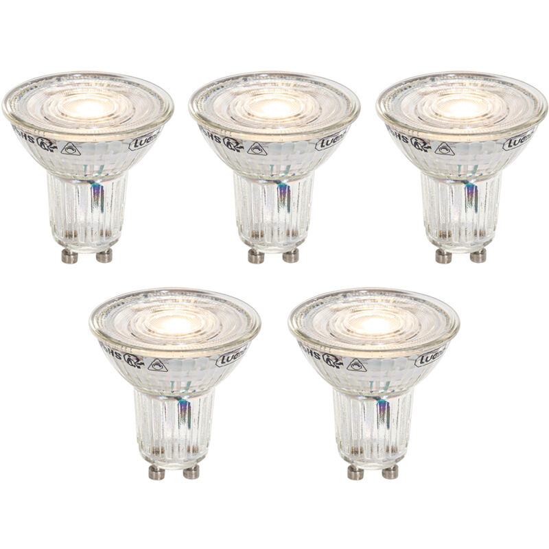 foto del prodotto luedd set di 5 lampadine led gu10 50mm dimmerabili in kelvin trasparente 4,9w 400 lm 2200 3000k