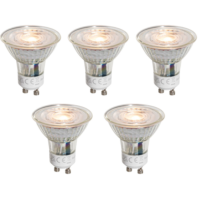 foto del prodotto luedd set di 5 lampadine led gu10 50mm trasparenti 3w 250 lm 2200k