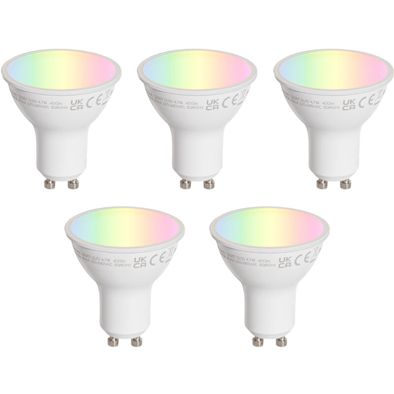 foto del prodotto luedd set di 5 lampadine led gu10 50mm trasparenti 4,7w 400 lm 2200 2400k
