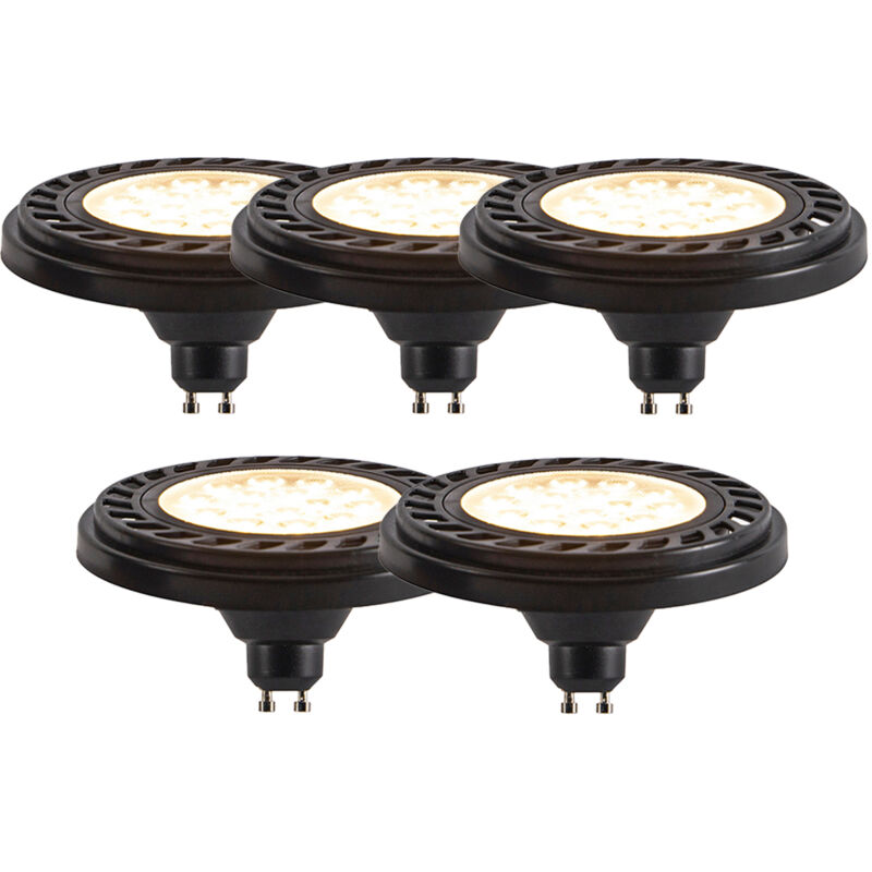 foto del prodotto luedd set di 5 led dimmerabili gu10 ar111 nere 8w 600lm 2700k