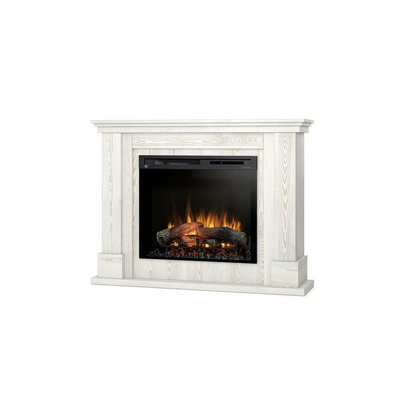 foto del prodotto luena caminetto elettrico a libera installazione a led 28 pino bianco 125 x 95 x 31