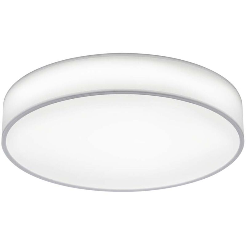 foto del prodotto lugano plafoniera led diffusore paralume stoffa bianco e schermo bianco con telecomando regolazione luce calda e fredda e intensita' d.60cm