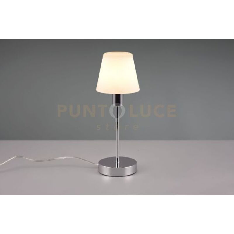 foto del prodotto luis ii lampada vetro bianco montatura cromo h.32cm 1 luce attacco e14