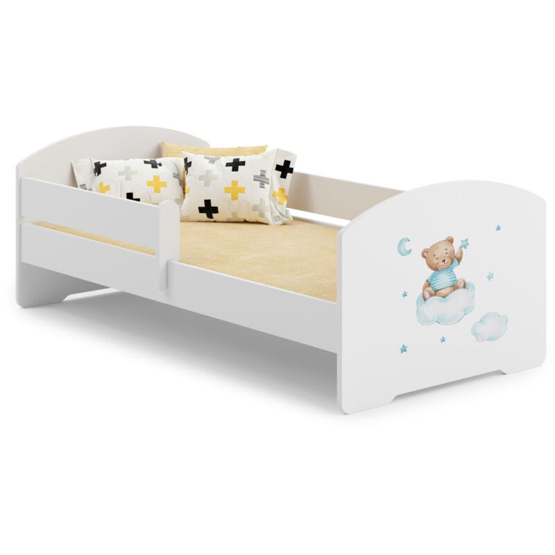 foto del prodotto luk letto singolo 140x70 con grafica orsetto blu