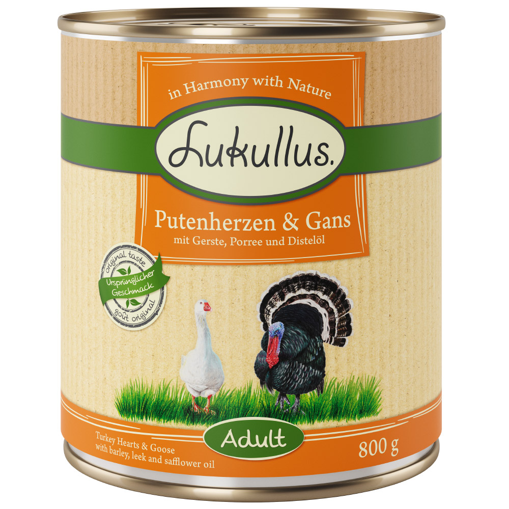 foto del prodotto lukullus alimentazione naturale adult 6 x 800 g umido cane cuori di tacchino oca