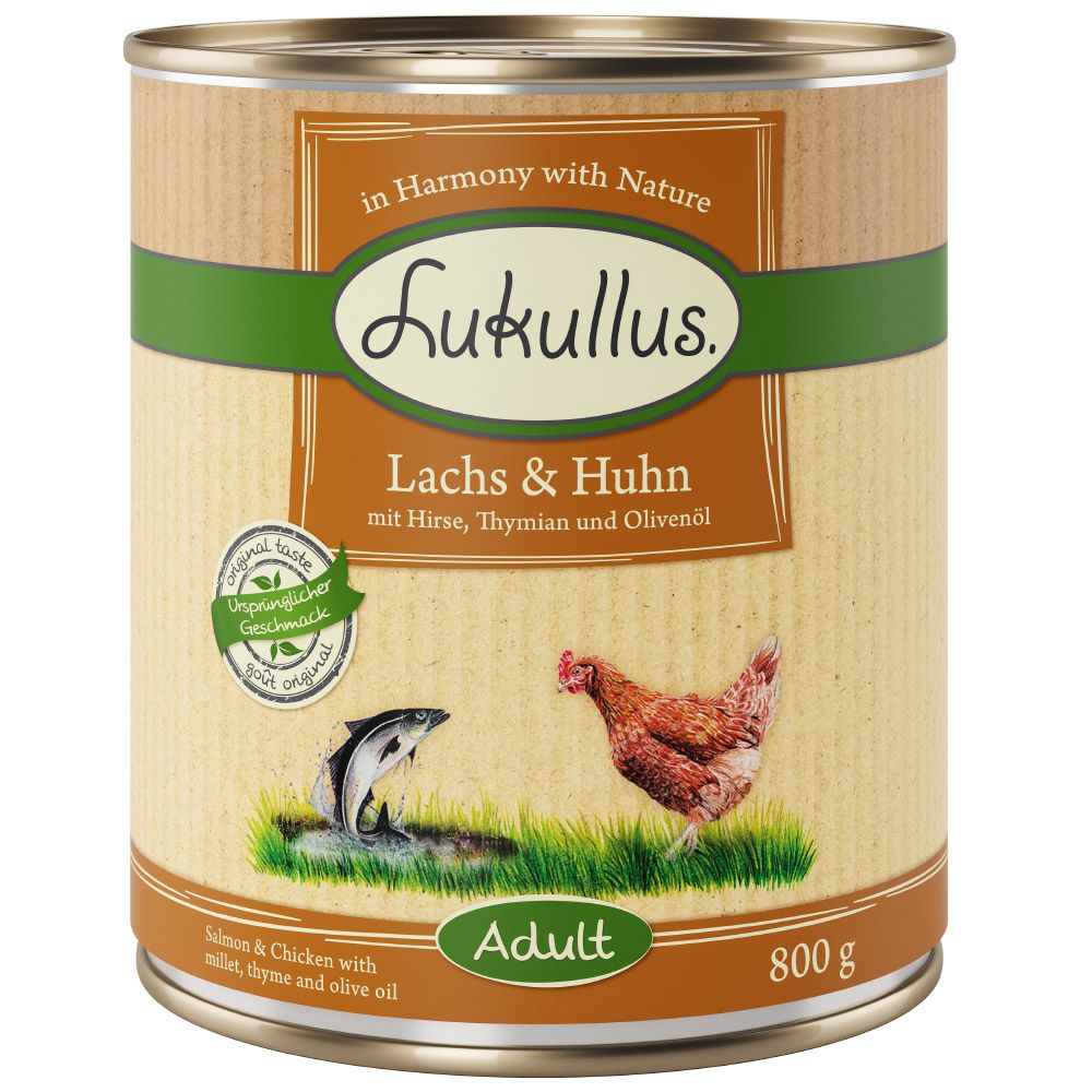 foto del prodotto lukullus alimentazione naturale adult 6 x 800 g umido cane salmone pollo