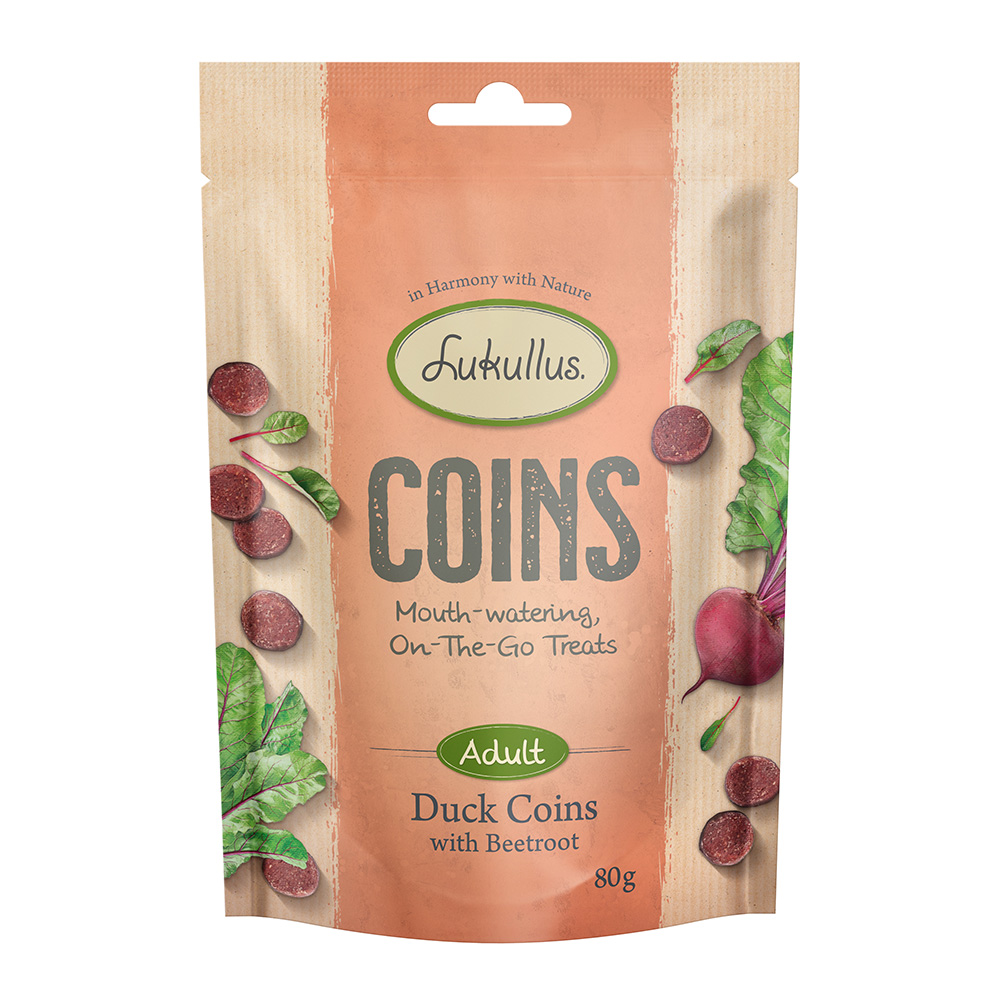 foto del prodotto lukullus coins anatra adult snack per cane 80 g