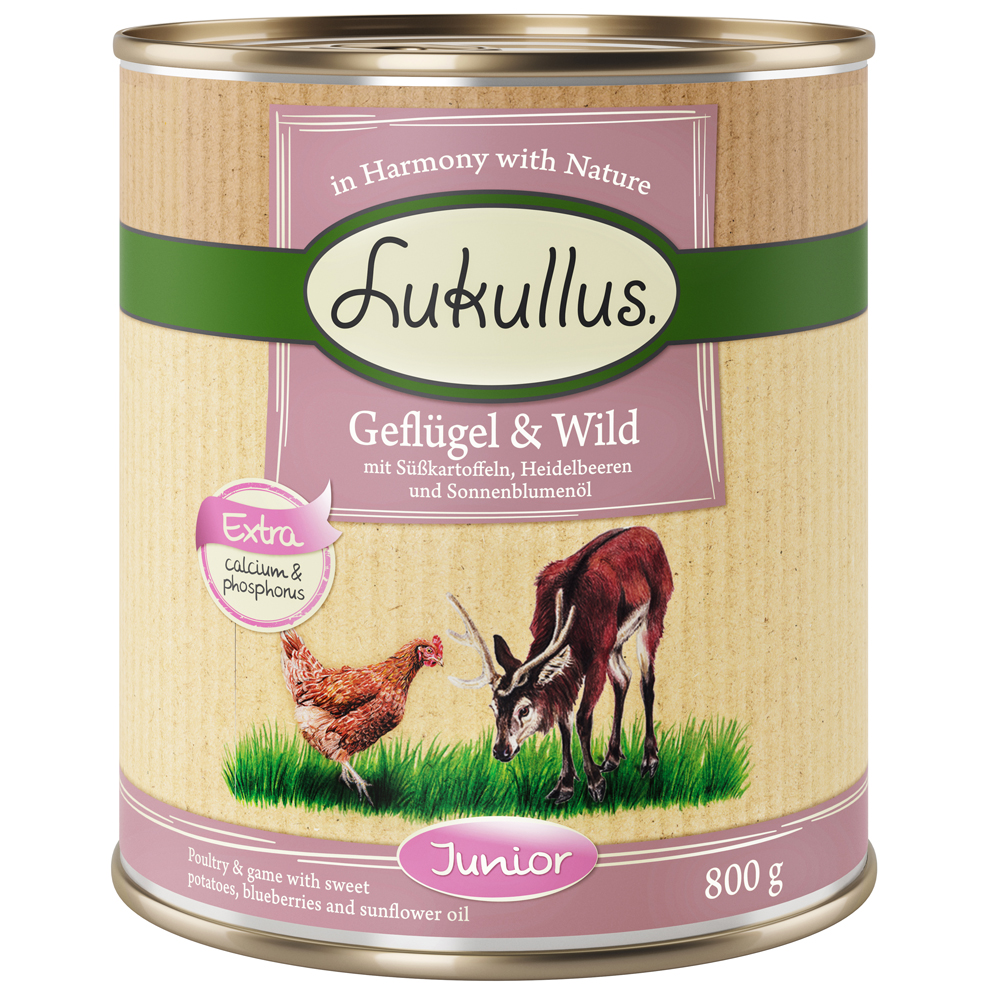 foto del prodotto lukullus junior 6 x 800 g pollame selvaggina senza cereali 