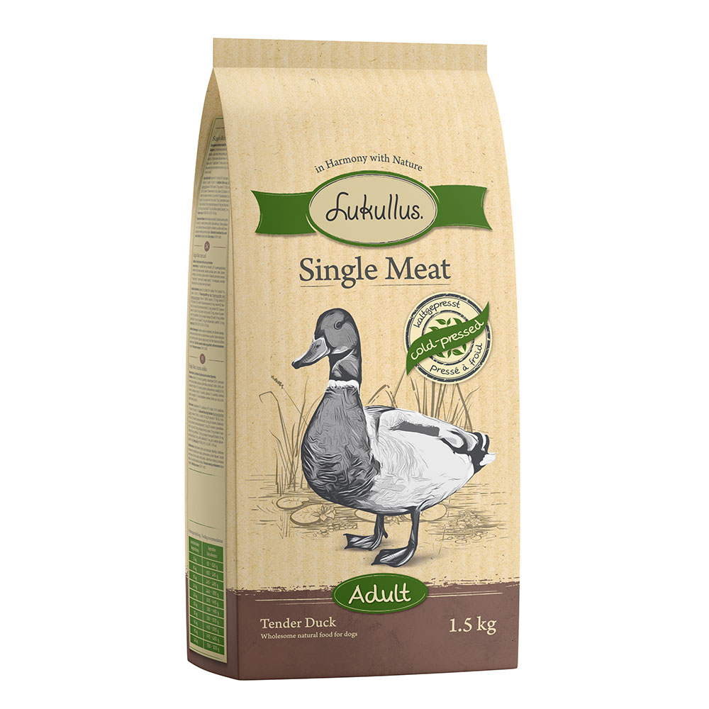 foto del prodotto lukullus single meat anatra delicata senza cereali 1,5 kg