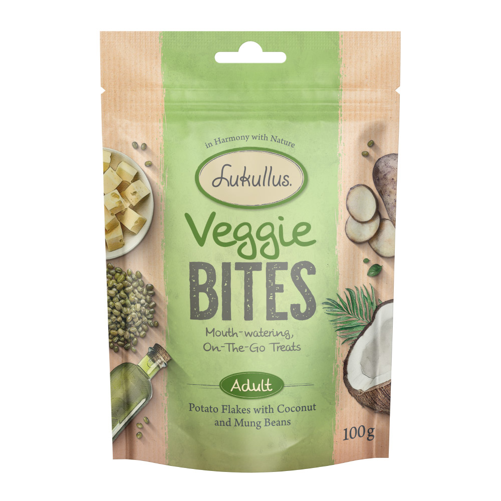 foto del prodotto lukullus veggie bites adult snack per cane - set %: 3 x 100 g