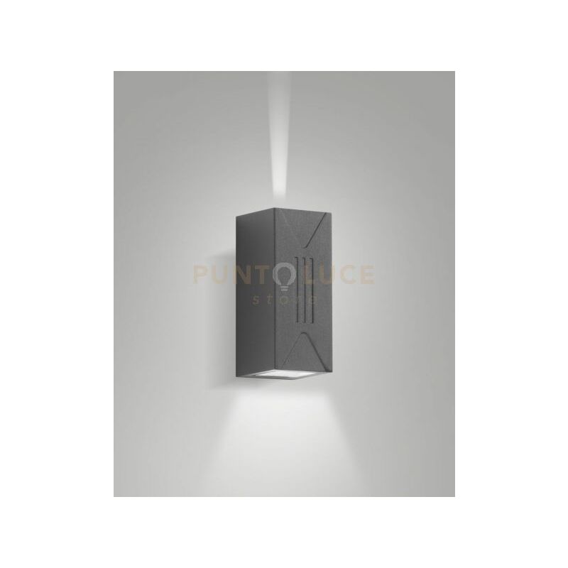 foto del prodotto luly applique grigio scuro da esterno a led 6w 3000k 500lm ip65 doppia emissione 85 85 