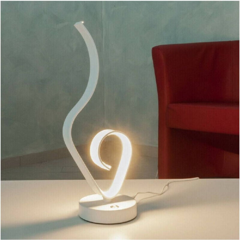foto del prodotto lume da comodino ad onda design moderno 10 w lampada tavolo abatjour 39x15 luce bianco freddo trade shop traesio